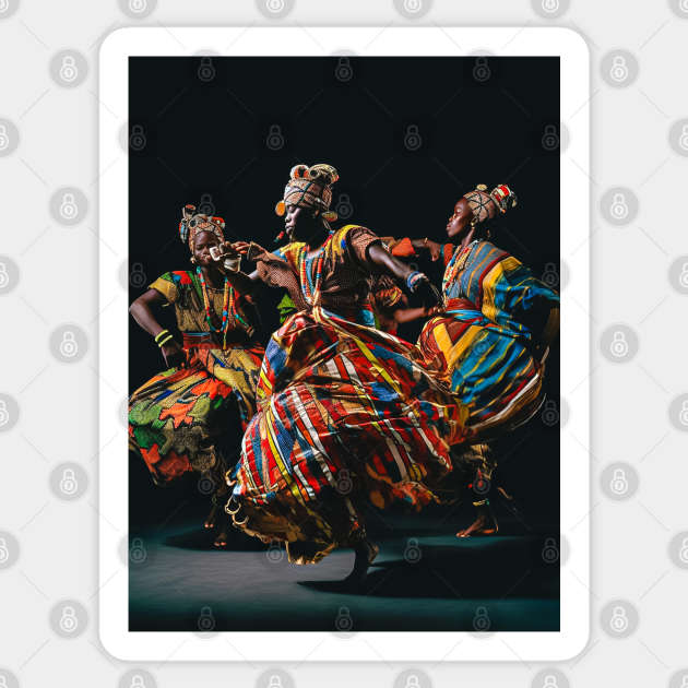 Captivating African Tribe Dancing Photograph - Dynamic Cultural Wall Art Print for Bohemian Home Decor and Travel Lovers Sticker by Rolling Reality